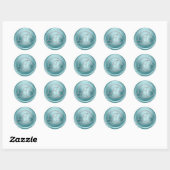 ALL INITIALS Silver Circle Monogram Soft Blue Ronde Sticker (Vel)