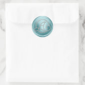 ALL INITIALS Silver Circle Monogram Soft Blue Ronde Sticker (Tas)