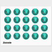 ALL INITIALS Silver Circle Monogram Turquoise Ronde Sticker (Vel)