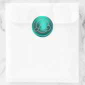ALL INITIALS Silver Circle Monogram Turquoise Ronde Sticker (Tas)