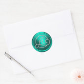 ALL INITIALS Silver Circle Monogram Turquoise Ronde Sticker (Envelop)