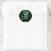 ALL INITIALS Silver Monogram 3 Emerald Green Ronde Sticker (Tas)