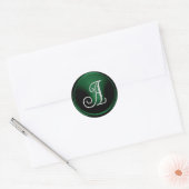 ALL INITIALS Silver Monogram 3 Emerald Green Ronde Sticker (Envelop)
