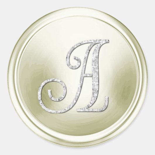 ALL INITIALS Silver Monogram 3 Off White Ronde Sticker (Voorkant)
