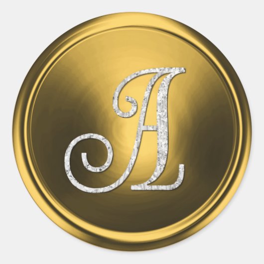 ALL INITIALS Silver Monogram 3 Old Gold Ronde Sticker (Voorkant)