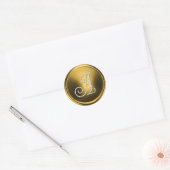 ALL INITIALS Silver Monogram 3 Old Gold Ronde Sticker (Envelop)