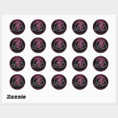 ALL INITIALS Zilveren Cirkel Monogram Donker Plum Ronde Sticker (Vel)