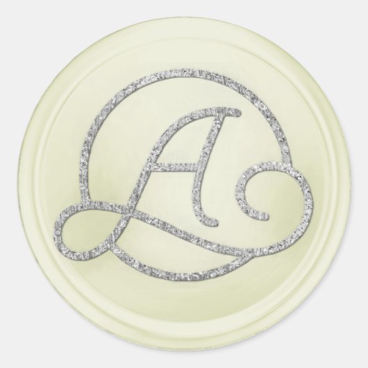 ALL INITIALS Zilveren Cirkel Monogram Off White Ronde Sticker (Voorkant)