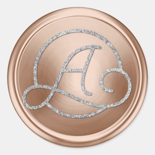 ALL INITIALS Zilveren cirkelmonogram roze Ronde Sticker (Voorkant)