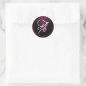 ALL INITIALS Zilveren Script Monogram Donkerpruim Ronde Sticker (Tas)