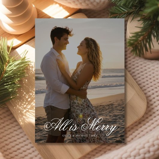 All Is Bright – Couple by the Tree Holiday Card Feestdagenkaart