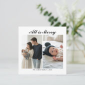 All Is Bright Familie Miniale kerstkaart (Staand voorkant)