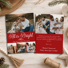 All Is Bright Festieve Rode Multi-Foto Kerstkaart