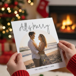 All Is Bright Kerstkaart voor stel Romantische kaa