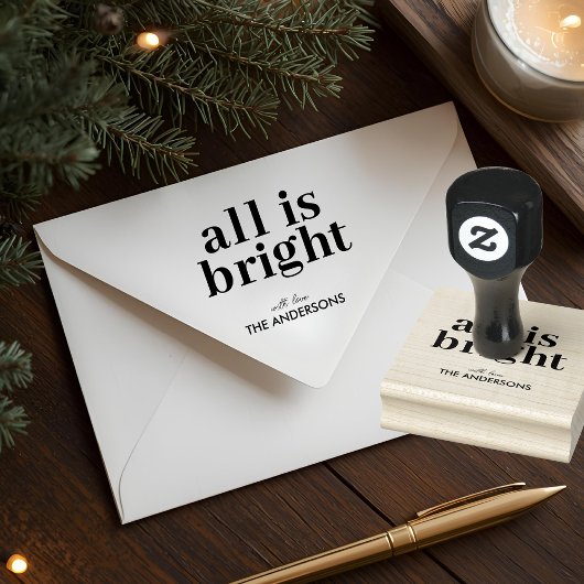 All Is Bright Personalized Christmas Rubberstempel