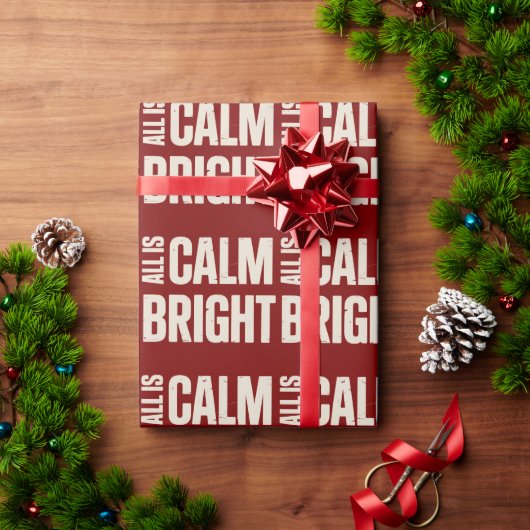All Is Calm All Is Bright Retro Family Christmas  Cadeaupapier (Feestdagen Geschenken)