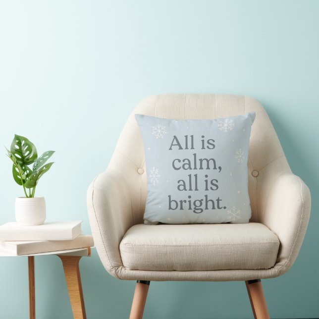 All Is Calm, All Is Bright – Sneeuwlicht Rustig Sc Kussen (Stoel)