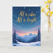 All is Calm All is Bright Winter Night Sky Card Kaart (Gele Bloem)