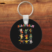 All Is Calm Kindergarten Teacher Christmas Teach M Sleutelhanger (Voorkant)