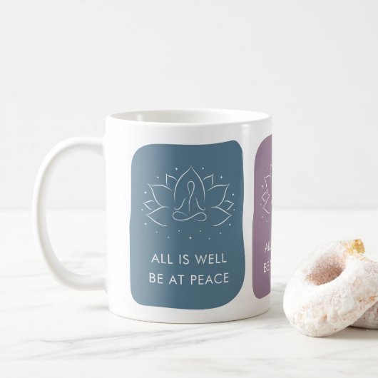 All is Well Be at Peace Motivational Koffiemok (Met donut)