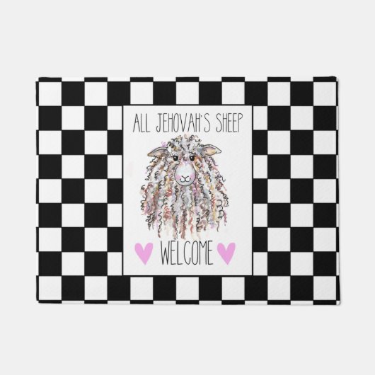 "All Jehovah's Sheep Welcome" Doormat Deurmat (Voorkant)