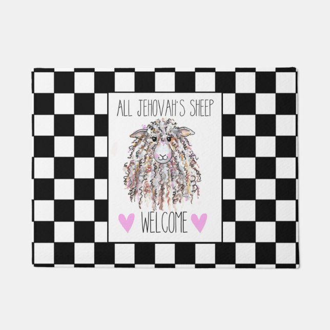 "All Jehovah's Sheep Welcome" Doormat Deurmat (Voorkant)