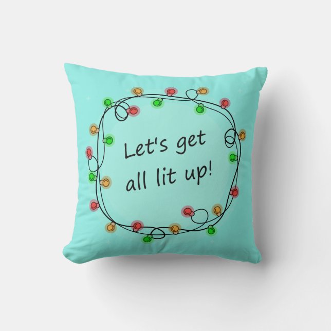 'All Lit Up' grappig kerstfeest met kussens (Voorkant)