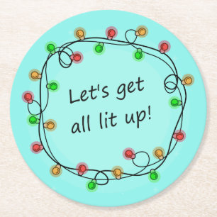 "All Lit Up" grappige onderzetters voor kerstfeest