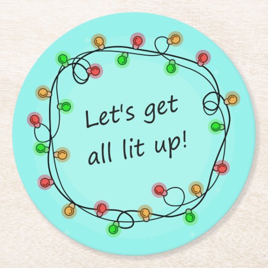 "All Lit Up" grappige onderzetters voor kerstfeest (Voorkant)