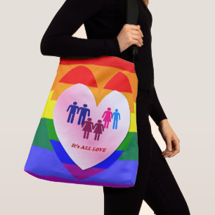 All Love Pride Heart Couples Crossbody Tas