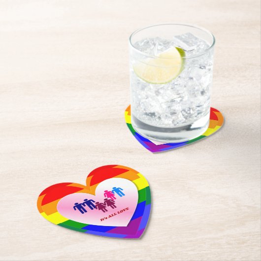 All Love Pride Heart Couples Kartonnen Onderzetters (Insitu)