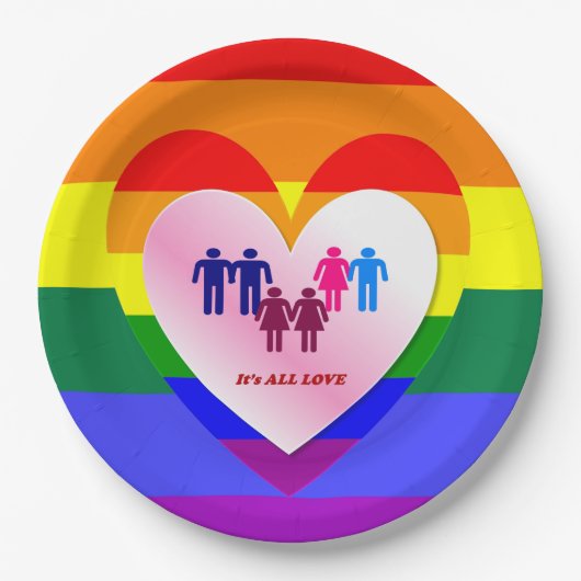All Love Pride Heart Couples Papieren Bordje (Voorkant)