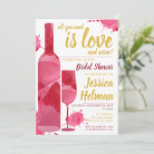 All Love Wine Plash Watercolor Bruiloftsfeest Kaart (Staand voorkant)