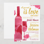 All Love Wine Plash Waterverf Vrijgezellenfeest Kaart (Voorkant / Achterkant)