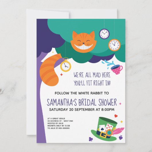 All Mad Alice in Wonderland Vrijgezellenfeest Kaart (Voorkant)