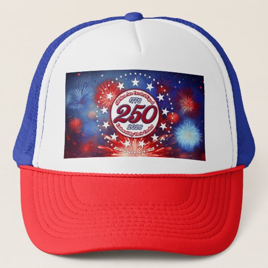 All Men Are Created Graphic Fireworks Burst White Trucker Pet (Voorkant)
