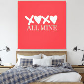 ALL MINE XOXO Valentine Shirt - Minimal Love Desig Canvas Afdruk (Insitu (Slaapkamer))