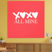 ALL MINE XOXO Valentine Shirt - Minimal Love Desig Canvas Afdruk (Insitu (Woonkamer))