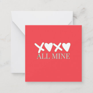 ALL MINE XOXO Valentine Shirt - Minimal Love Desig Notitiekaartje