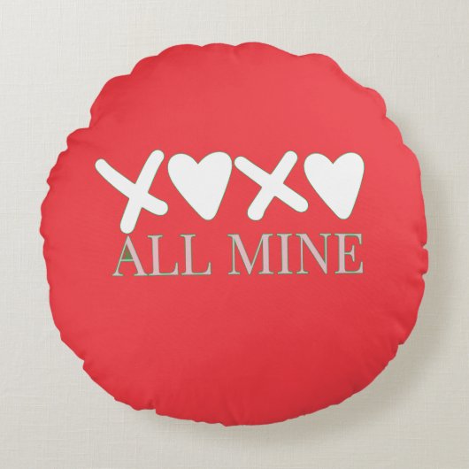 ALL MINE XOXO Valentine Shirt - Minimal Love Desig Rond Kussen (Voorkant)