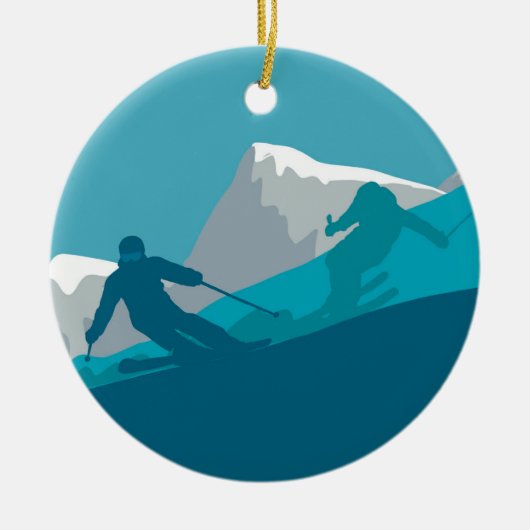 All Mountain Skien Keramisch Ornament (Voorkant)