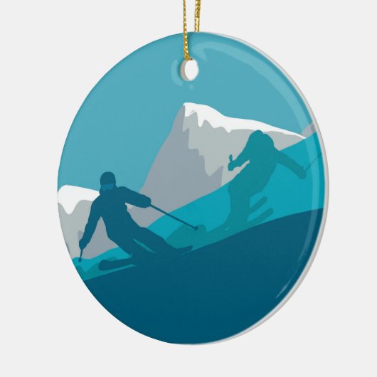 All Mountain Skien Keramisch Ornament (Links)
