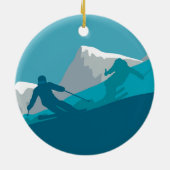 All Mountain Skien Keramisch Ornament (Achterkant)