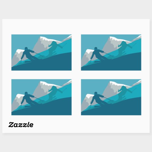 All Mountain Skiing Rechthoekige Sticker (Vel)