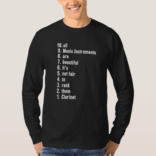 All Music Instruments Are Beautiful Ranking Clarin T-shirt (Voorkant)