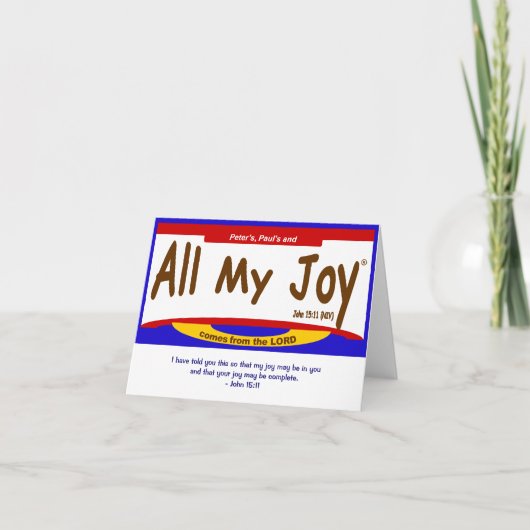 All My Joy Lord Note-Kaart, inclusief envelop Kaart (Voorkant)