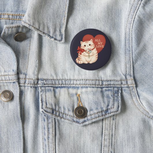 All My Love Tabby Cat Ronde Button 5,7 Cm (In situ)