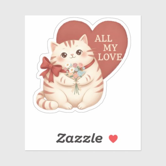 All My Love Tabby Cat Sticker (Vel)