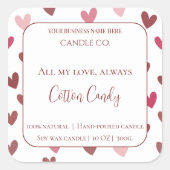 All My Love Valentine – Romantic Pink Candle Label (Voorkant)