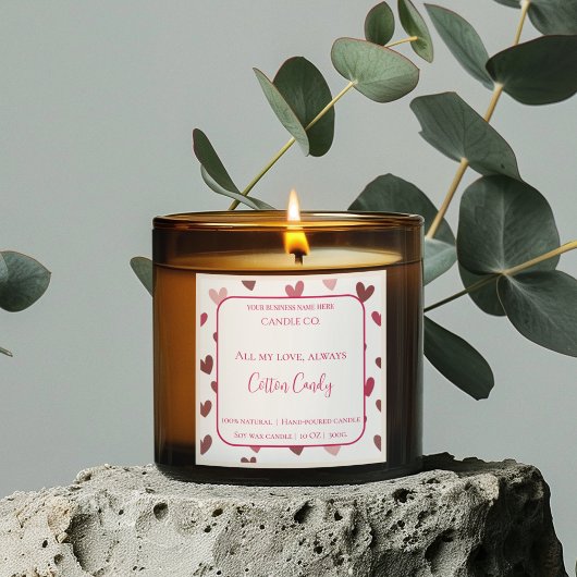 All My Love Valentine – Romantic Pink Candle Label